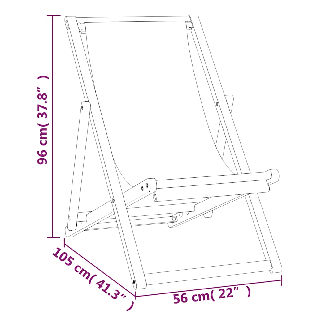 Sedia a Sdraio in Legno di Teak 56x105x96 cm Crema | homemem39