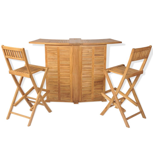 Set da Bistrot 3 pz con Sedie Pieghevoli in Massello di Teak - homemem39