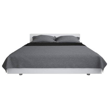 Copriletto Double-Face Trapuntato 170x210 cm Grigio e Nero