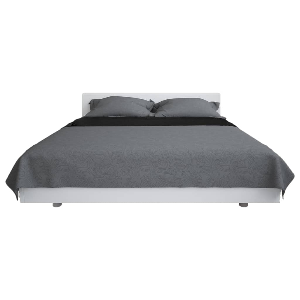 Copriletto Double-Face Trapuntato 170x210 cm Grigio e Nero - homemem39