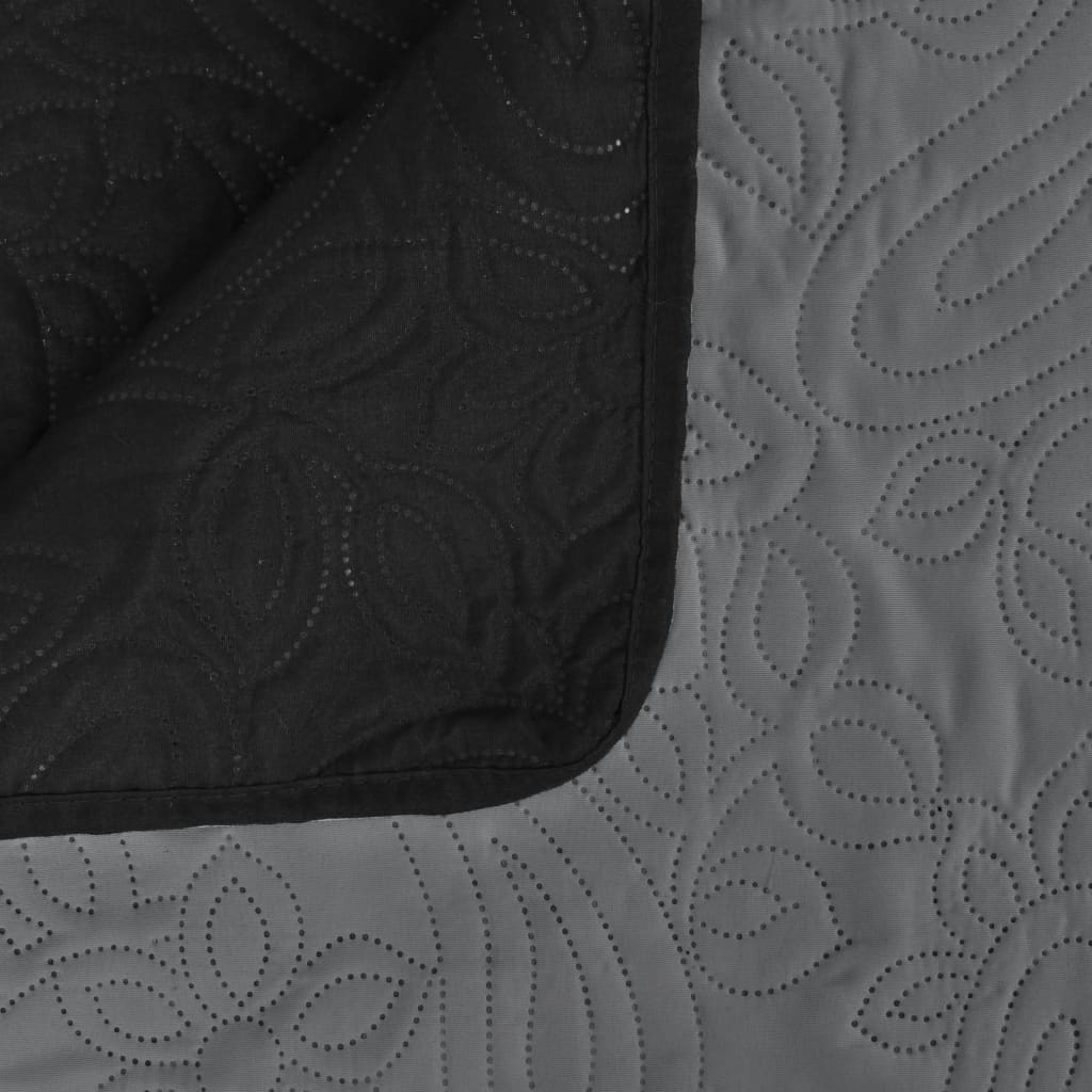 Double-Sided Quilted Bedspread 220x240 cm Gray and Black