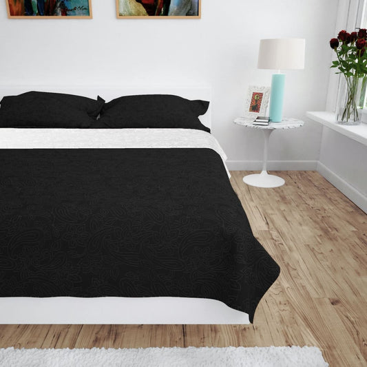 Double-Sided Quilted Bedspread 170x210 cm Black and White