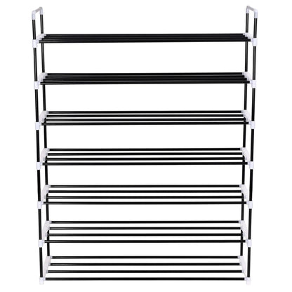 Scarpiera con 7 Ripiani in Metallo e Plastica Nero - homemem39