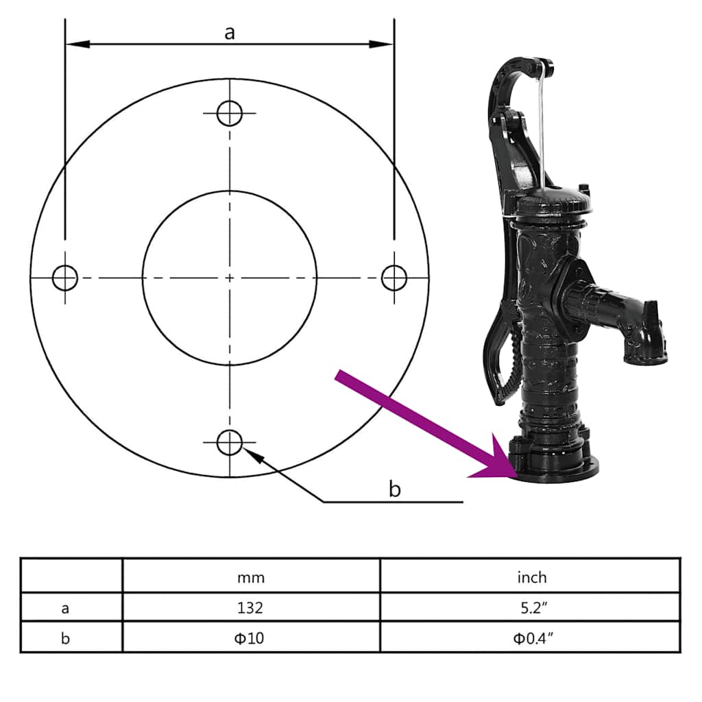 Pompa d'Acqua Manuale da Giardino in Ghisa - homemem39