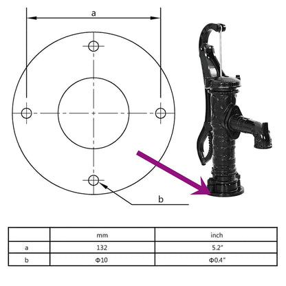 Pompa d'Acqua Manuale da Giardino in Ghisa - homemem39