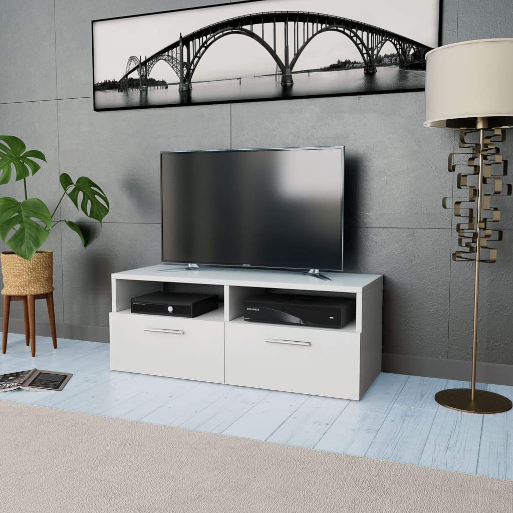 Mobile Porta TV in Legno Multistrato 95x35x36 cm Bianco - homemem39