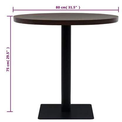 Tavolo Bistrot in MDF e Acciaio Rotondo 80x75 cm Cenere Scura | homemem39