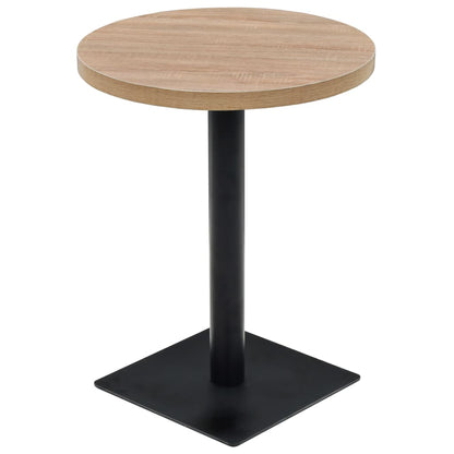 Tavolo Bistrot in MDF e Acciaio Rotondo 60x75 cm Colore Rovere | homemem39