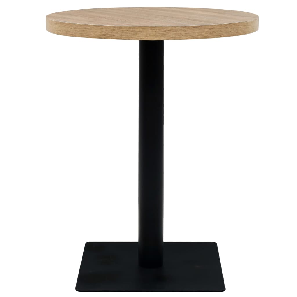 Tavolo Bistrot in MDF e Acciaio Rotondo 60x75 cm Colore Rovere | homemem39