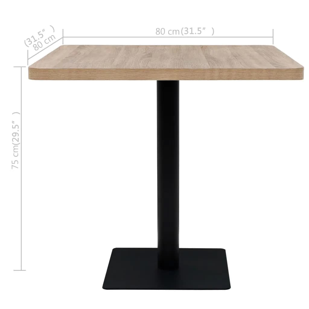 Tavolo Bistrot MDF e Acciaio Quadrato 80x80x75 cm Color Rovere | homemem39