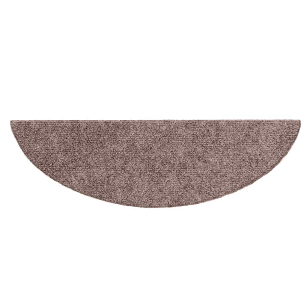 Tappetini per scale autoadesivi 15 pz 56x17x3 cm Marrone Chiaro Semicircolari - homemem39