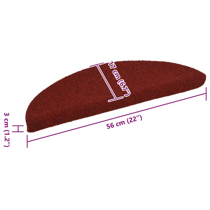 Tappetini per scale autoadesivi 15 pz 56x17x3 cm Bordeaux Rosso Semicircolari - homemem39
