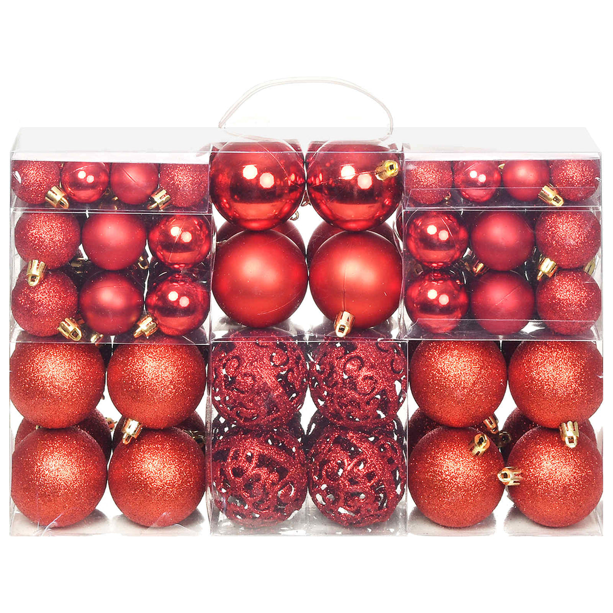 Set Palline di Natale 100 pz 3/4/6 cm Rosse