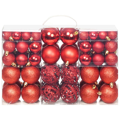 Set Palline di Natale 100 pz 3/4/6 cm Rosse