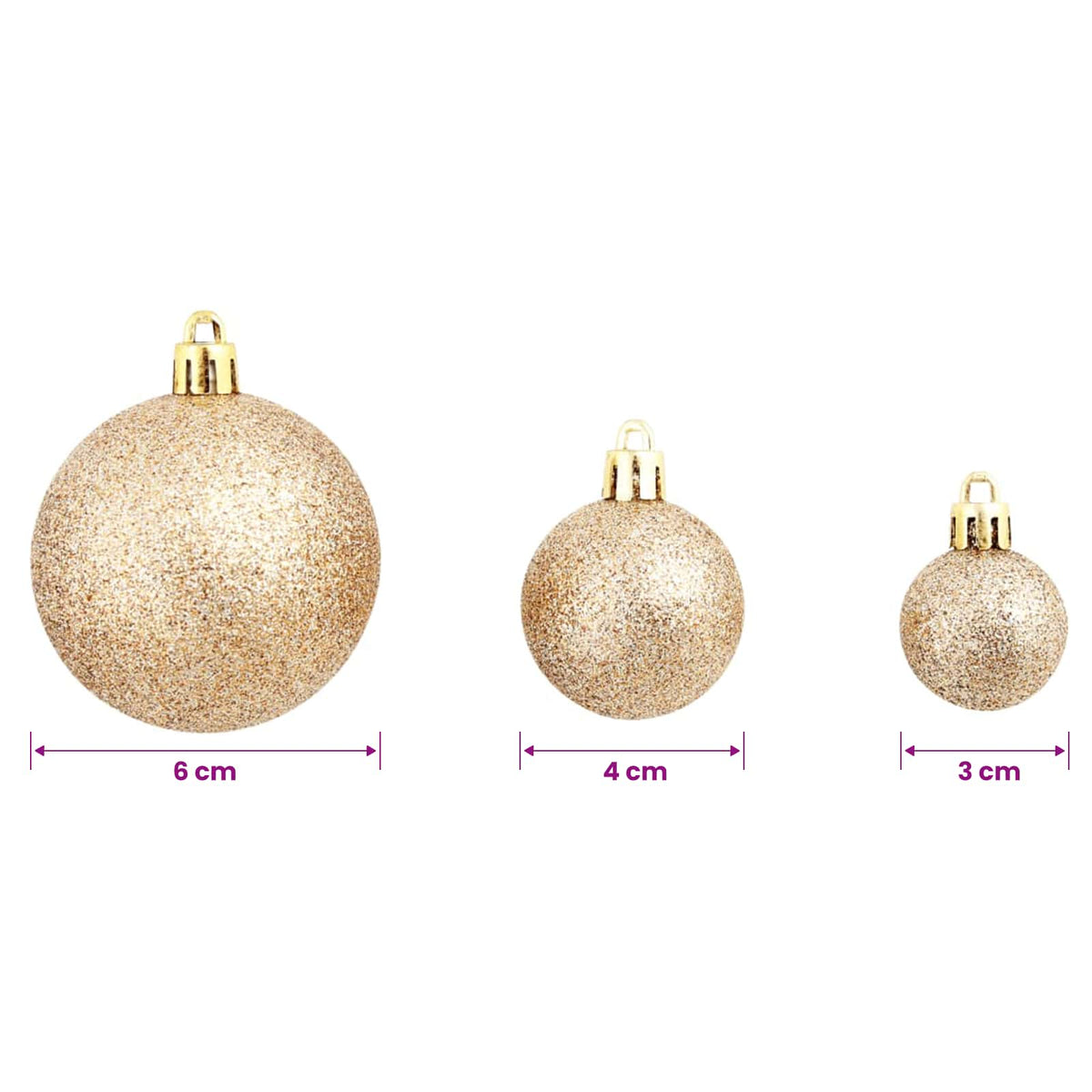 Set Palline di Natale 100 pz 3/4/6 cm Rosa/Oro | homemem39