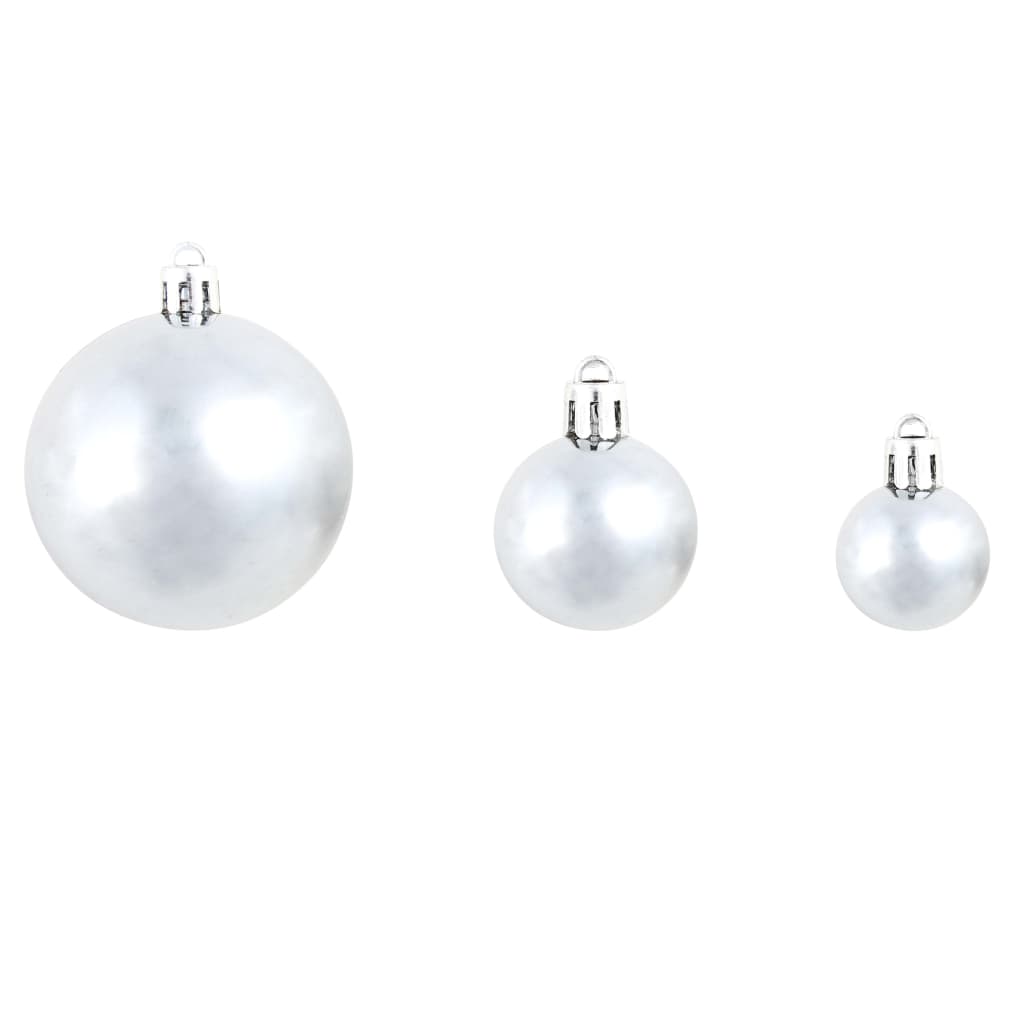 Set Palline di Natale 100 pz 3/4/6 cm Bianco/Grigio | homemem39