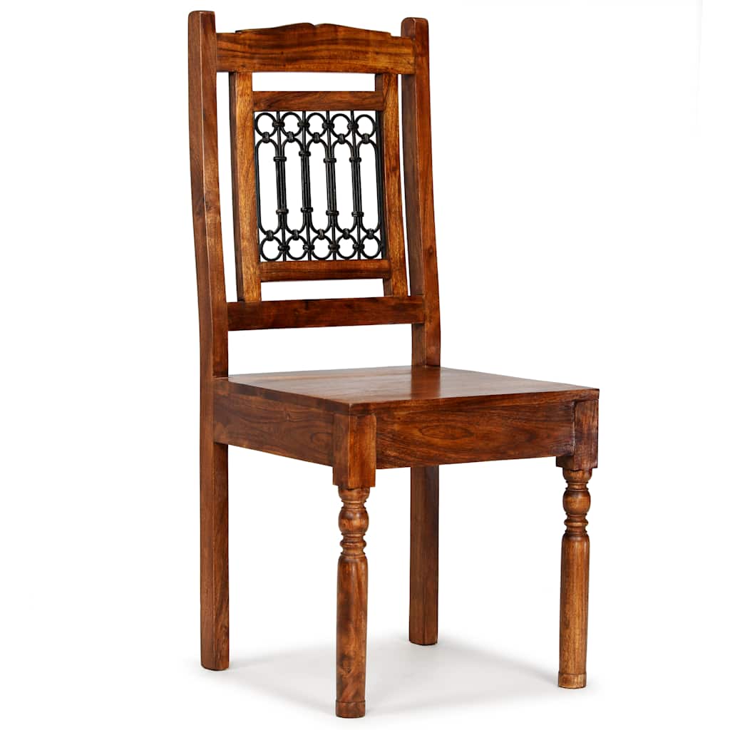 Sedie da Pranzo Classiche 2 pz in Legno Massello Finitura Ambra