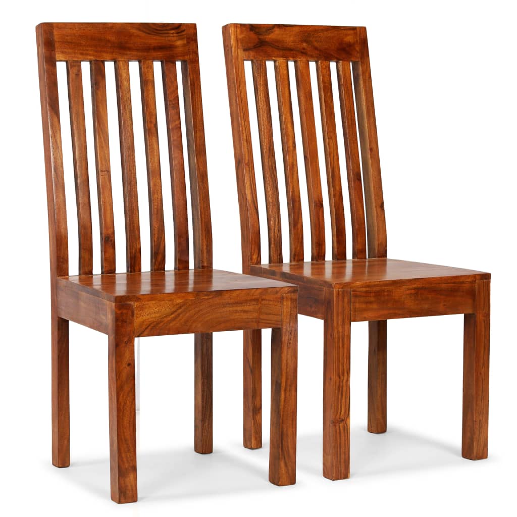 2 pcs Dining Chairs in Solid Wood with Honey Finish