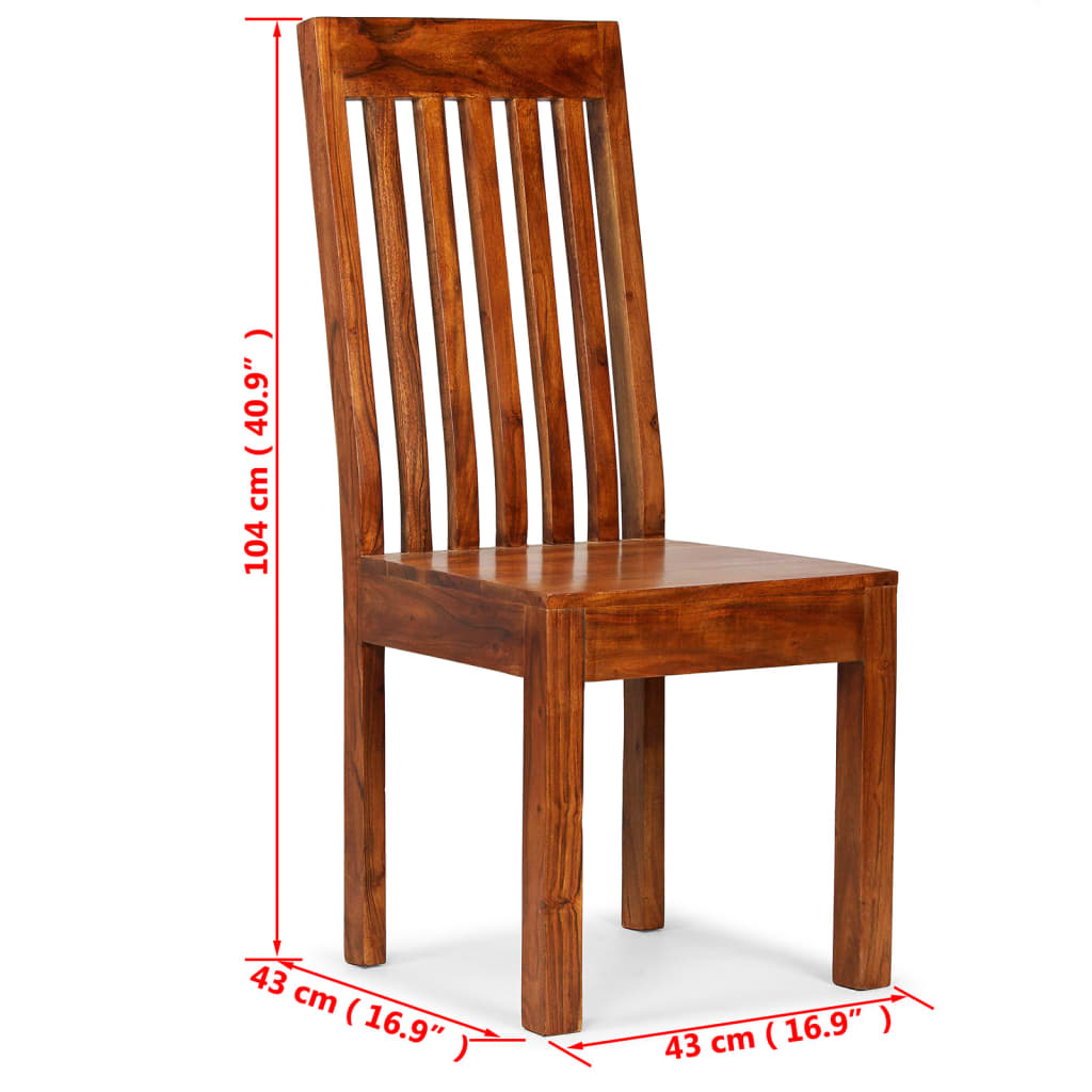 2 pcs Dining Chairs in Solid Wood with Honey Finish