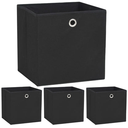 Contenitori 4 pz in Tessuto non Tessuto 32x32x32 cm Nero - homemem39