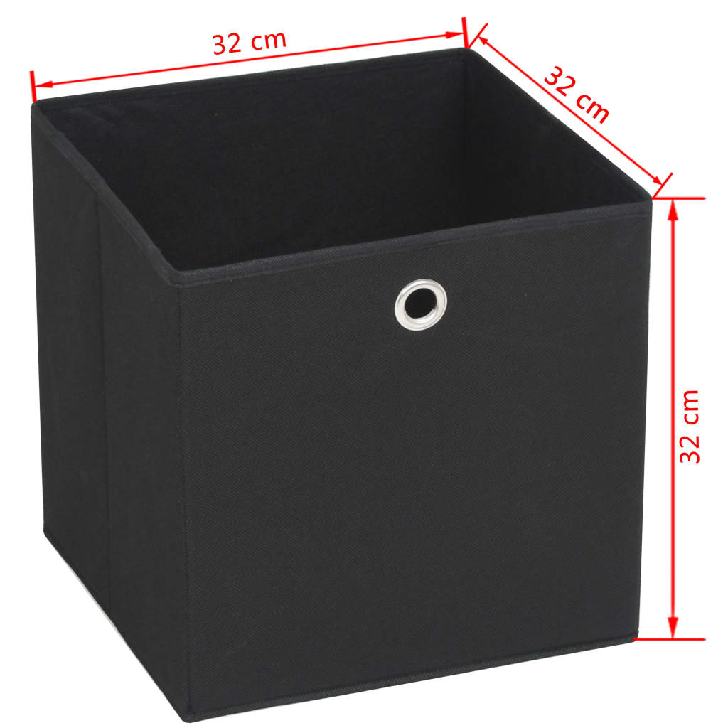 Contenitori 4 pz in Tessuto non Tessuto 32x32x32 cm Nero - homemem39