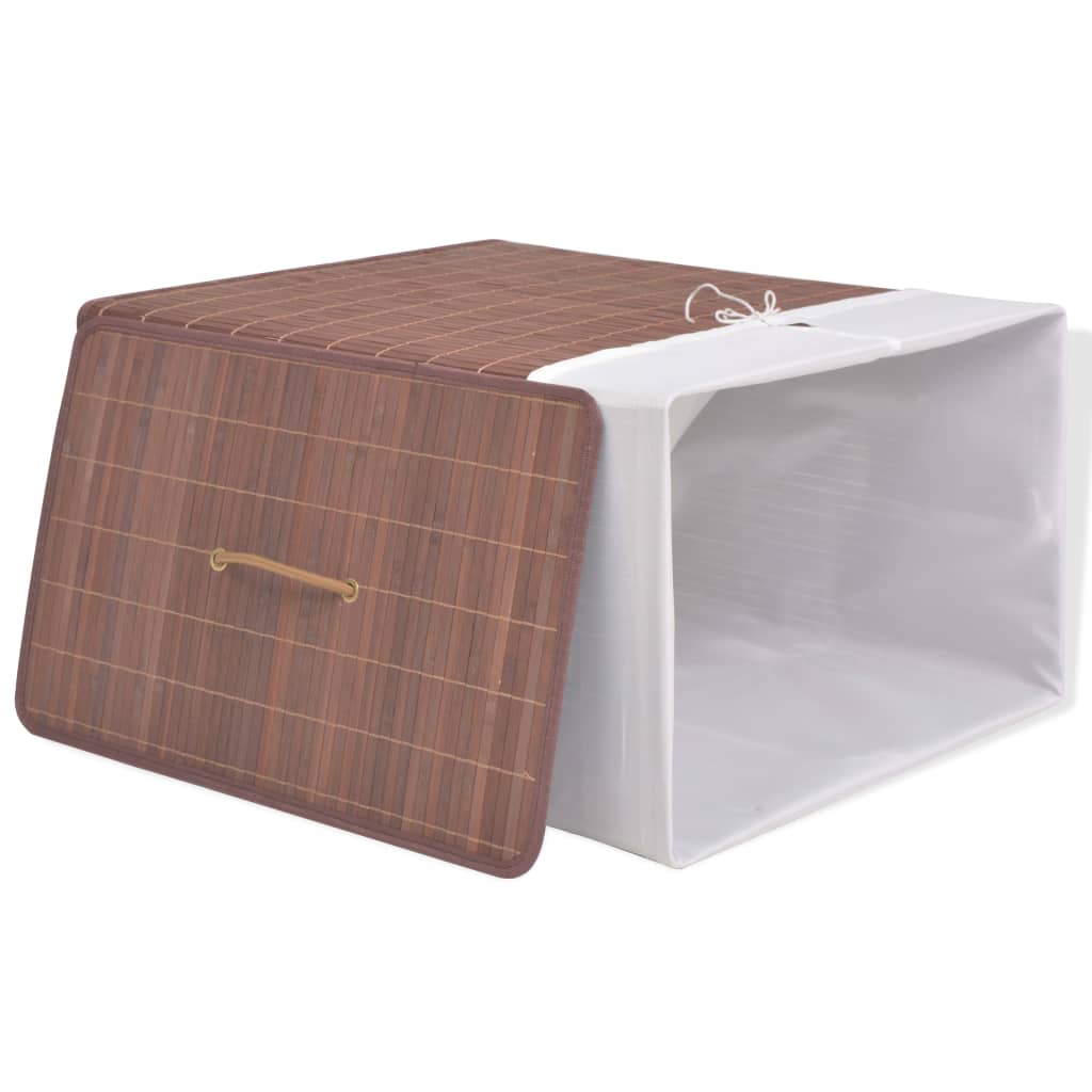 Cesto Portabiancheria in Bambù Rettangolare Marrone | homemem39