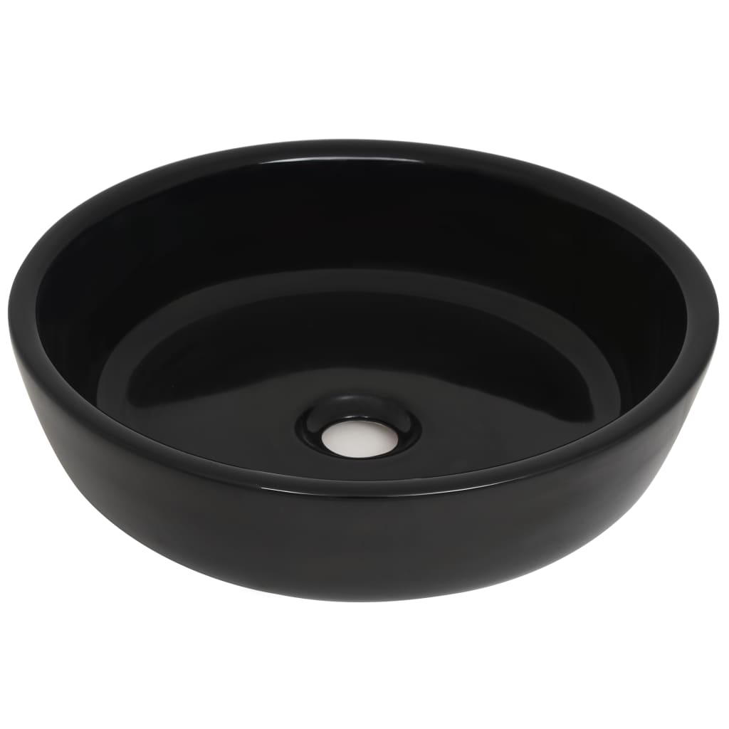 Lavandino Tondo in Ceramica Nero 42x12 cm | homemem39
