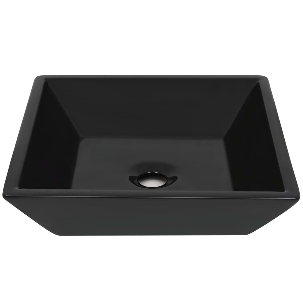 Lavandino Quadrato in Ceramica Nero 41,5x41,5x12 cm - homemem39