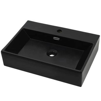 Lavandino con Foro Rubinetto in Ceramica Nero 76x42,5x14,5 cm - homemem39