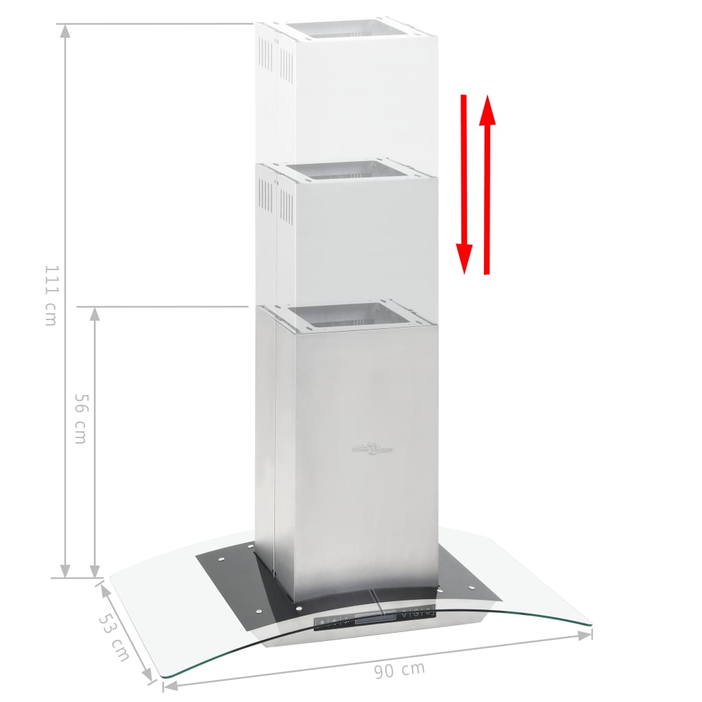 Cappa a Isola 90cm con Display LCD e Sensore Touch 756 m³/h LED - homemem39