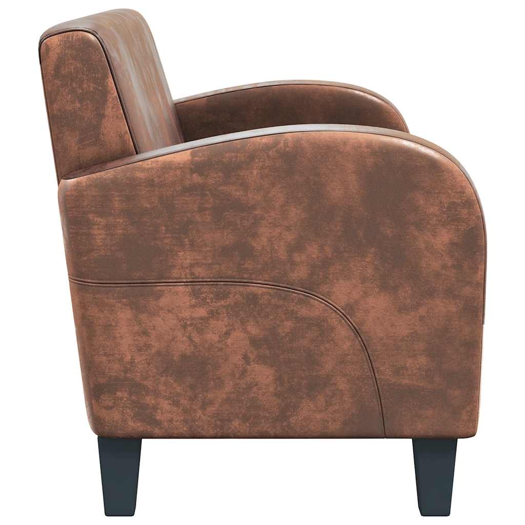 Divano a 2 Posti in Camoscio Artificiale Marrone - homemem39