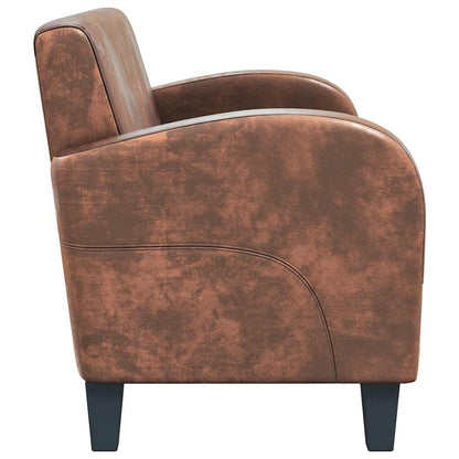 Divano a 2 Posti in Camoscio Artificiale Marrone - homemem39