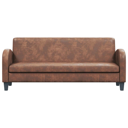 Divano a 3 Posti in Pelle Scamosciata Sintetica Marrone - homemem39