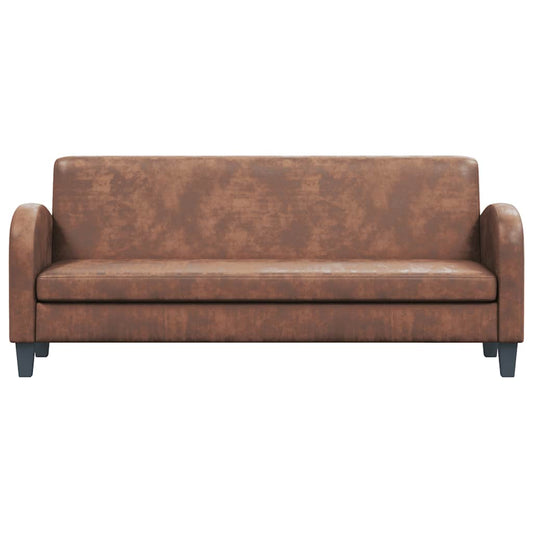 Divano a 3 Posti in Pelle Scamosciata Sintetica Marrone - homemem39