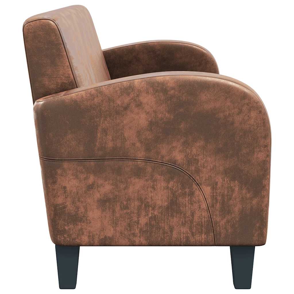 Divano a 3 Posti in Pelle Scamosciata Sintetica Marrone - homemem39