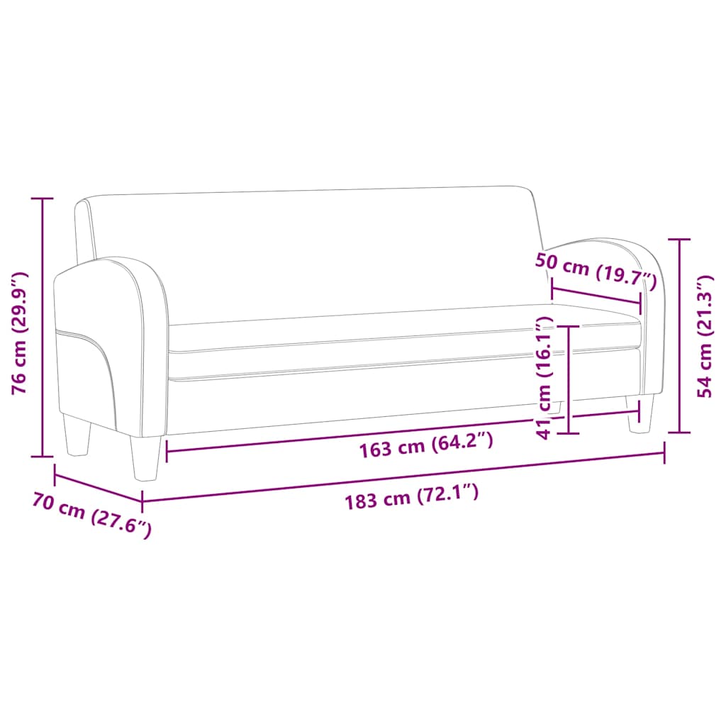Divano a 3 Posti in Pelle Scamosciata Sintetica Marrone - homemem39