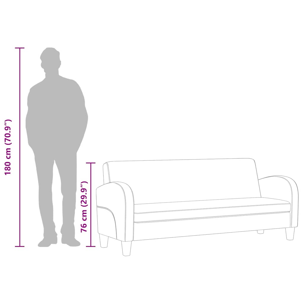 Divano a 3 Posti in Pelle Scamosciata Sintetica Marrone - homemem39