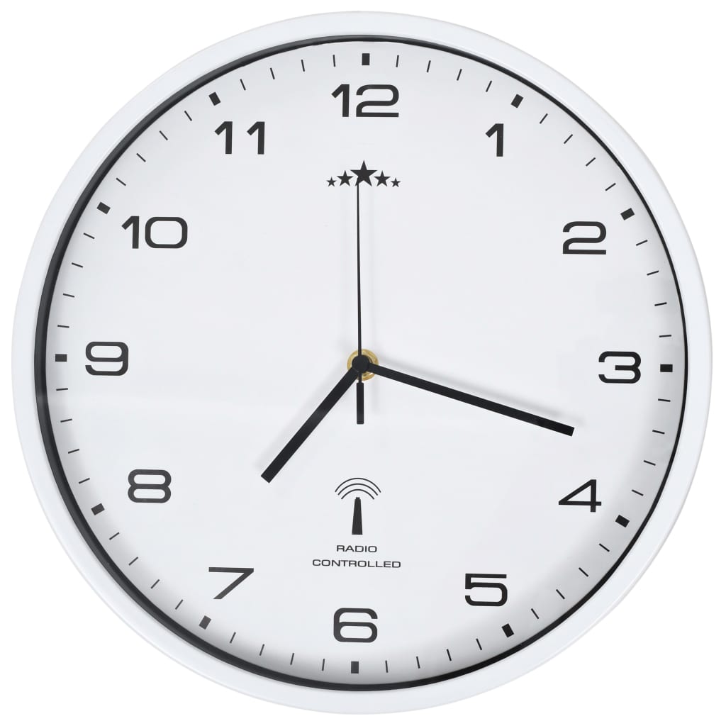 Orologio a Parete Radiocontrollato Movimento Quarzo 31cm Bianco - homemem39