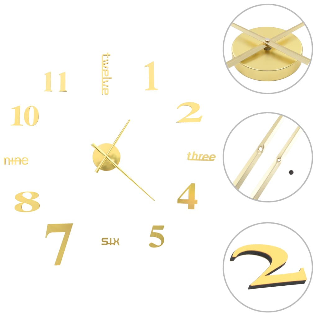 Orologio da Parete 3D in Stile Moderno 100cm XXL Oro - homemem39