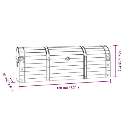 Baule in Legno Massello Stile Vintage 120x30x40 cm