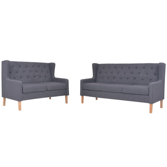 2 pc Sofa Set in Gray Fabric