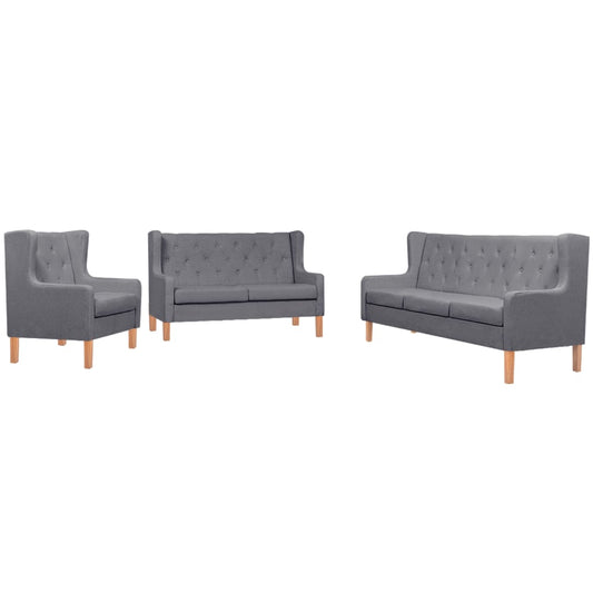 3 piece sofa set in gray fabric