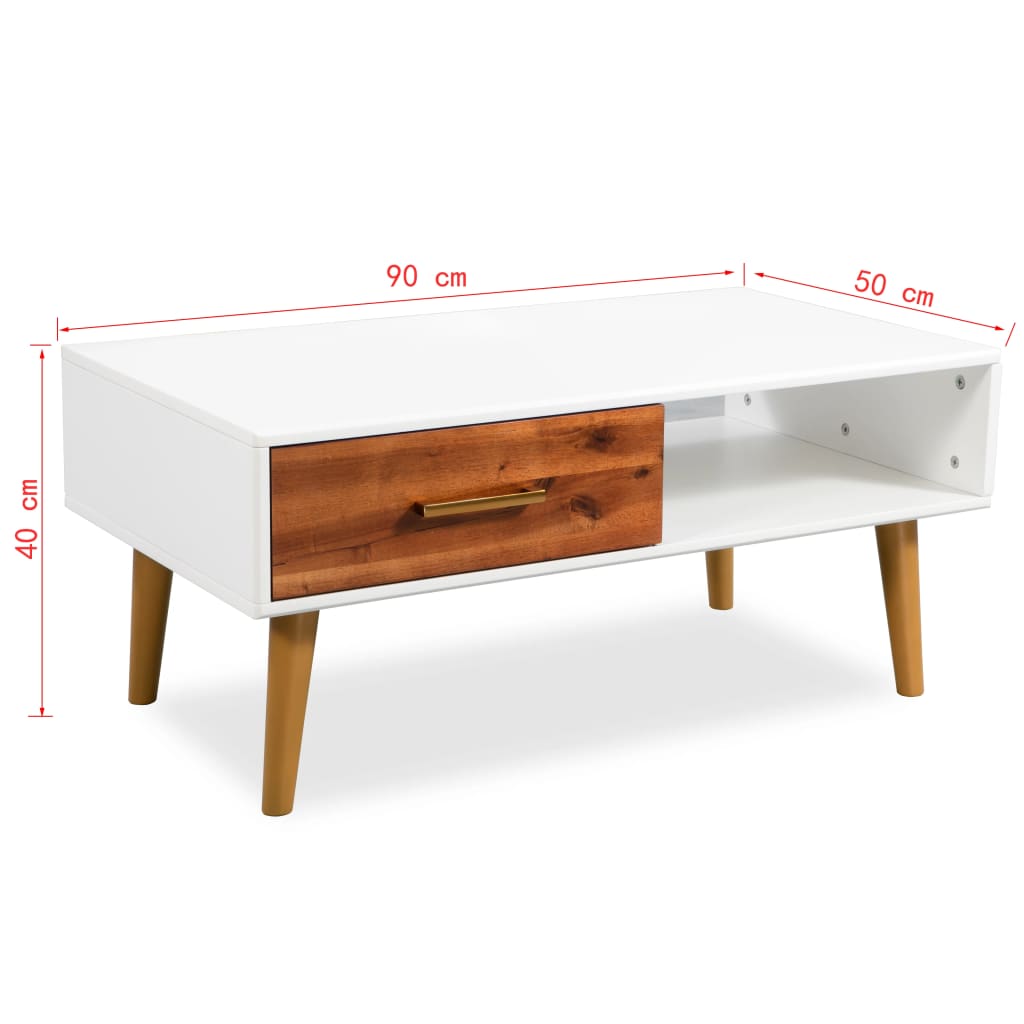 Tavolino da Salotto in Legno Massello di Acacia 90x50x40 cm | homemem39