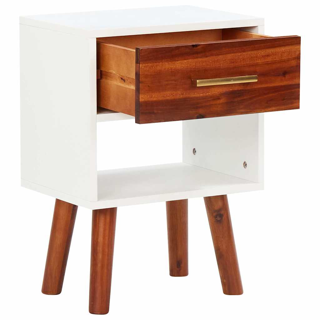 Comodini in Legno Massello di Acacia 2 pz 40x30x57 cm