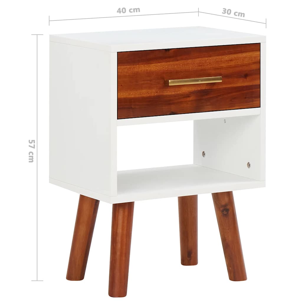Comodini in Legno Massello di Acacia 2 pz 40x30x57 cm