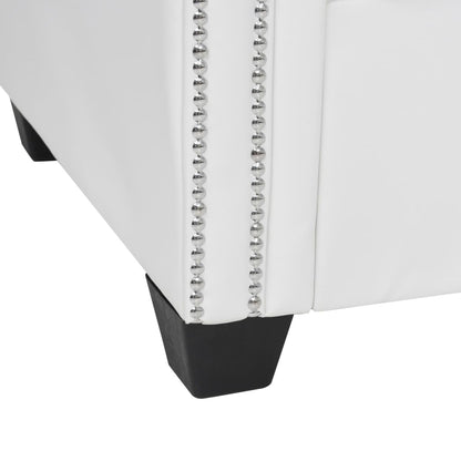 Divano Chesterfield a L in Finta Pelle Bianco - homemem39