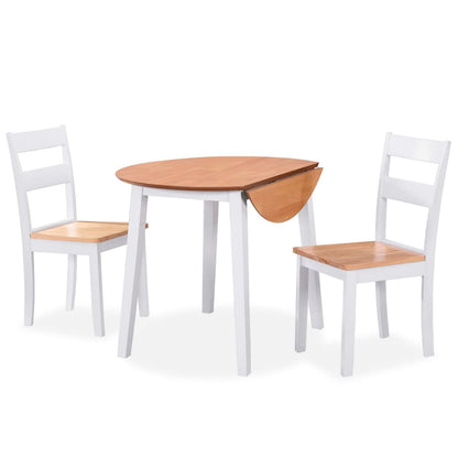 Set da Pranzo 3 pz in MDF e Legno di Hevea Bianco - homemem39