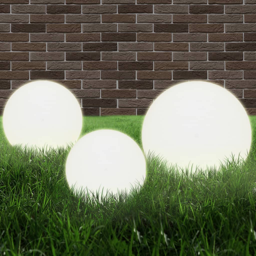 Set of 3 pcs Spherical LED Lamps in PMMA 20/30/40cm
