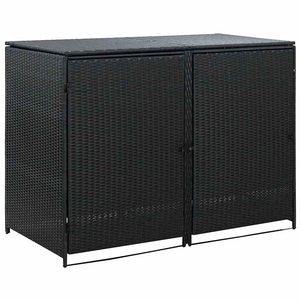 Copribidone Doppio per Spazzatura Polyrattan Nero 148x80x111 cm | homemem39