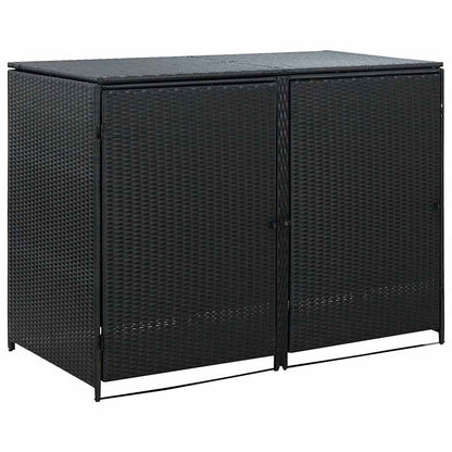 Copribidone Doppio per Spazzatura Polyrattan Nero 148x80x111 cm | homemem39